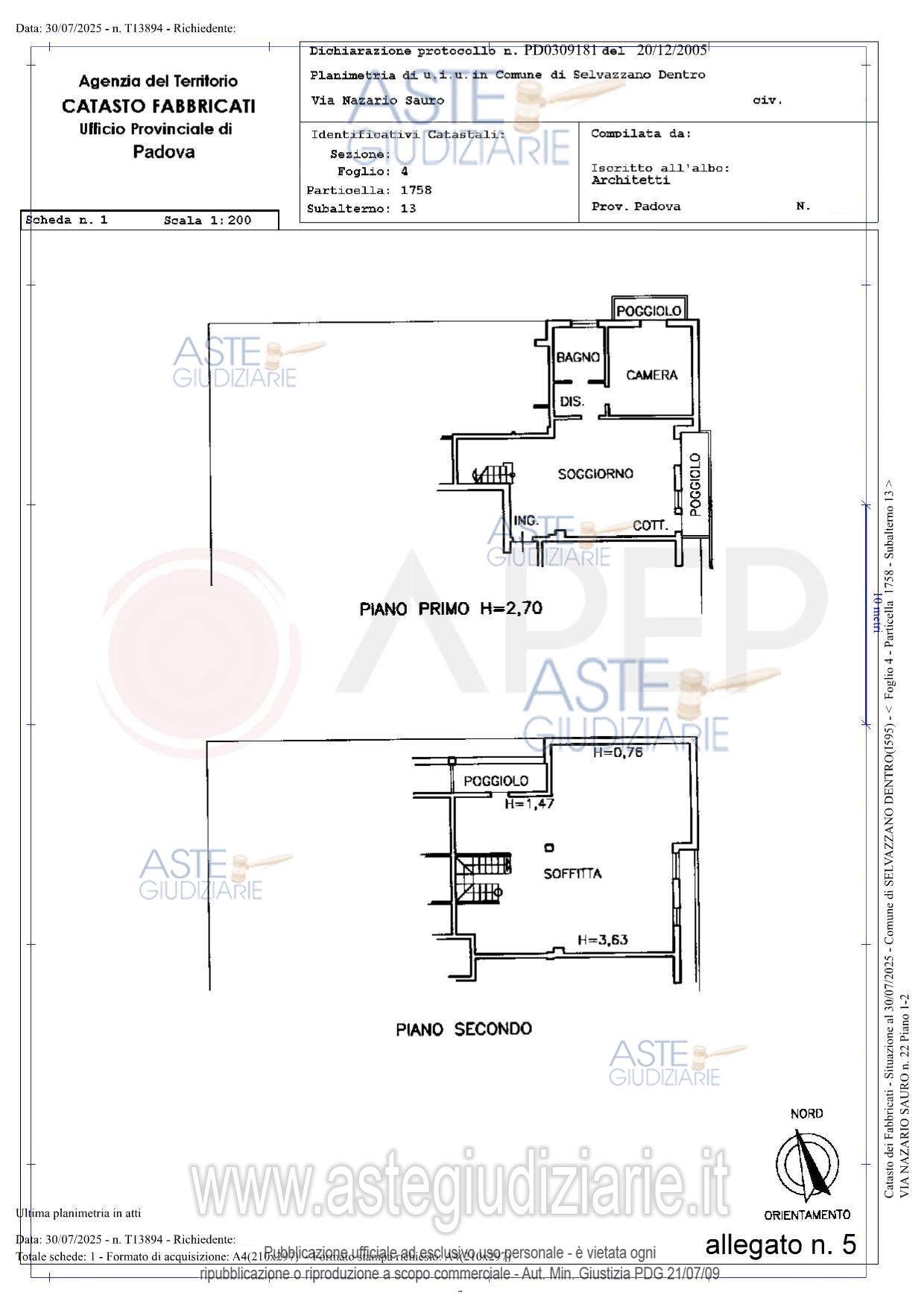 Planimetria del bene