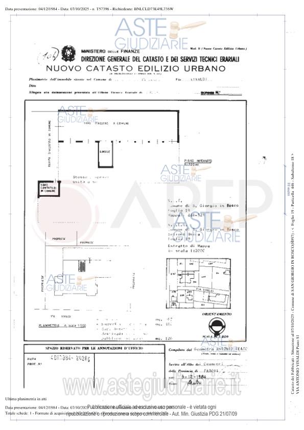 Planimetria del bene