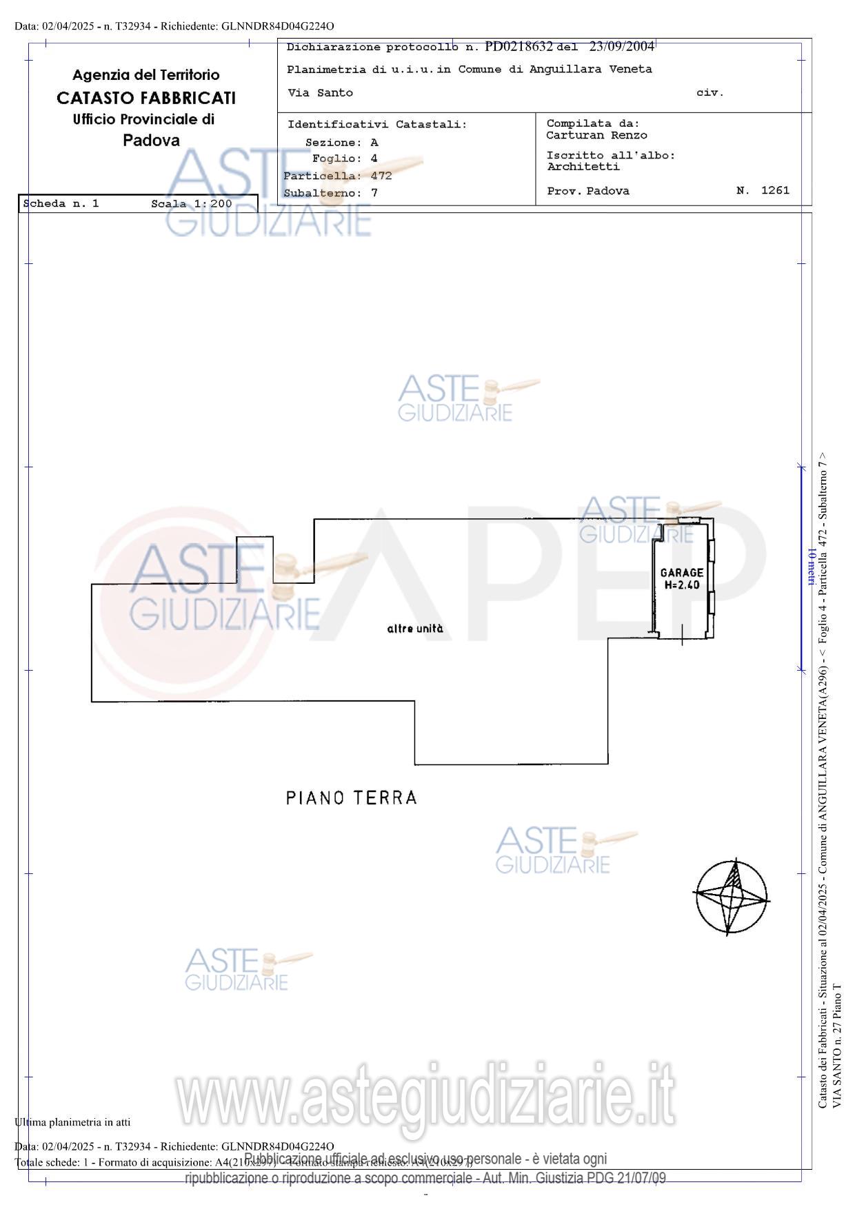 Planimetria del bene