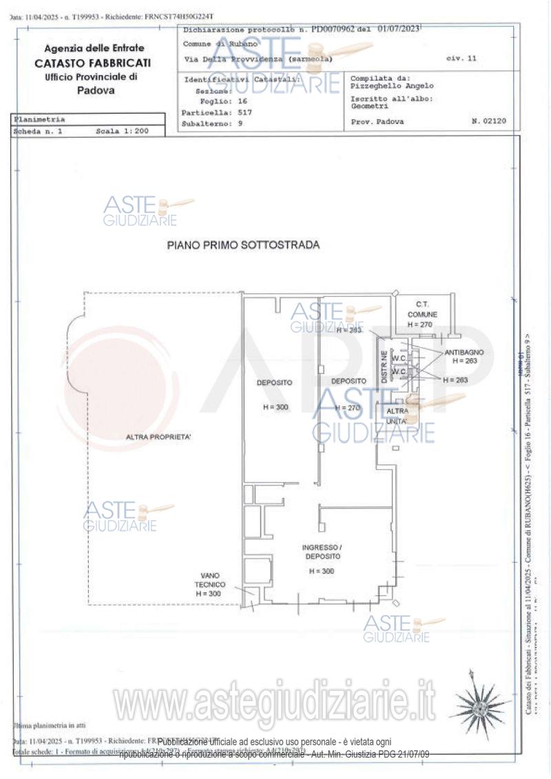 Planimetria del bene