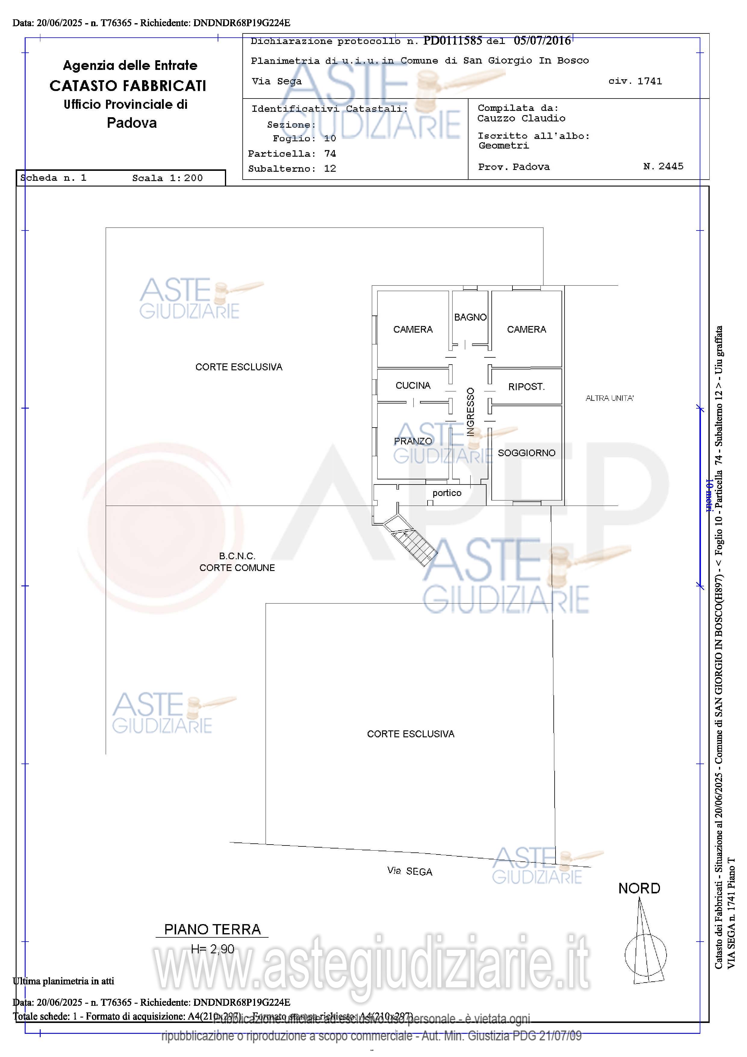 Planimetria del bene