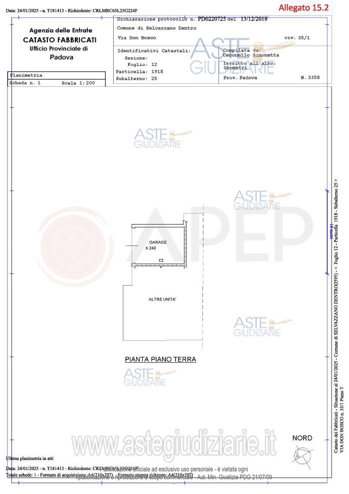 Planimetria del bene