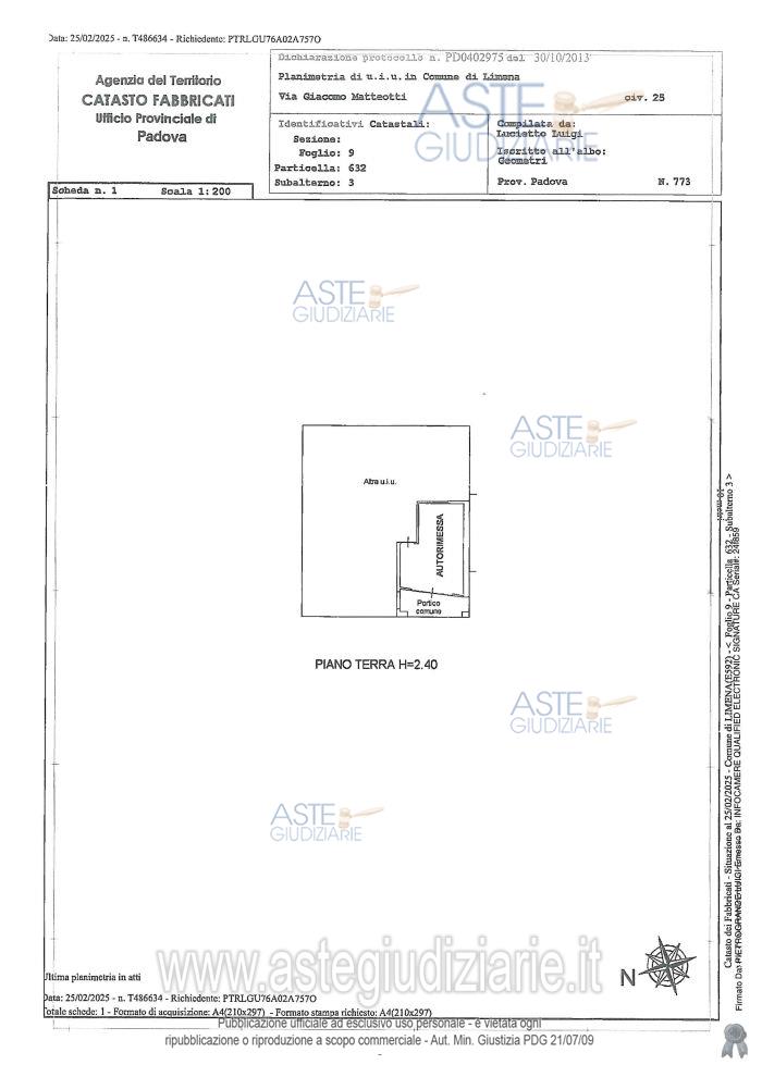 Planimetria del bene
