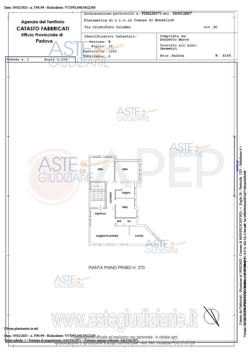 Planimetria del bene