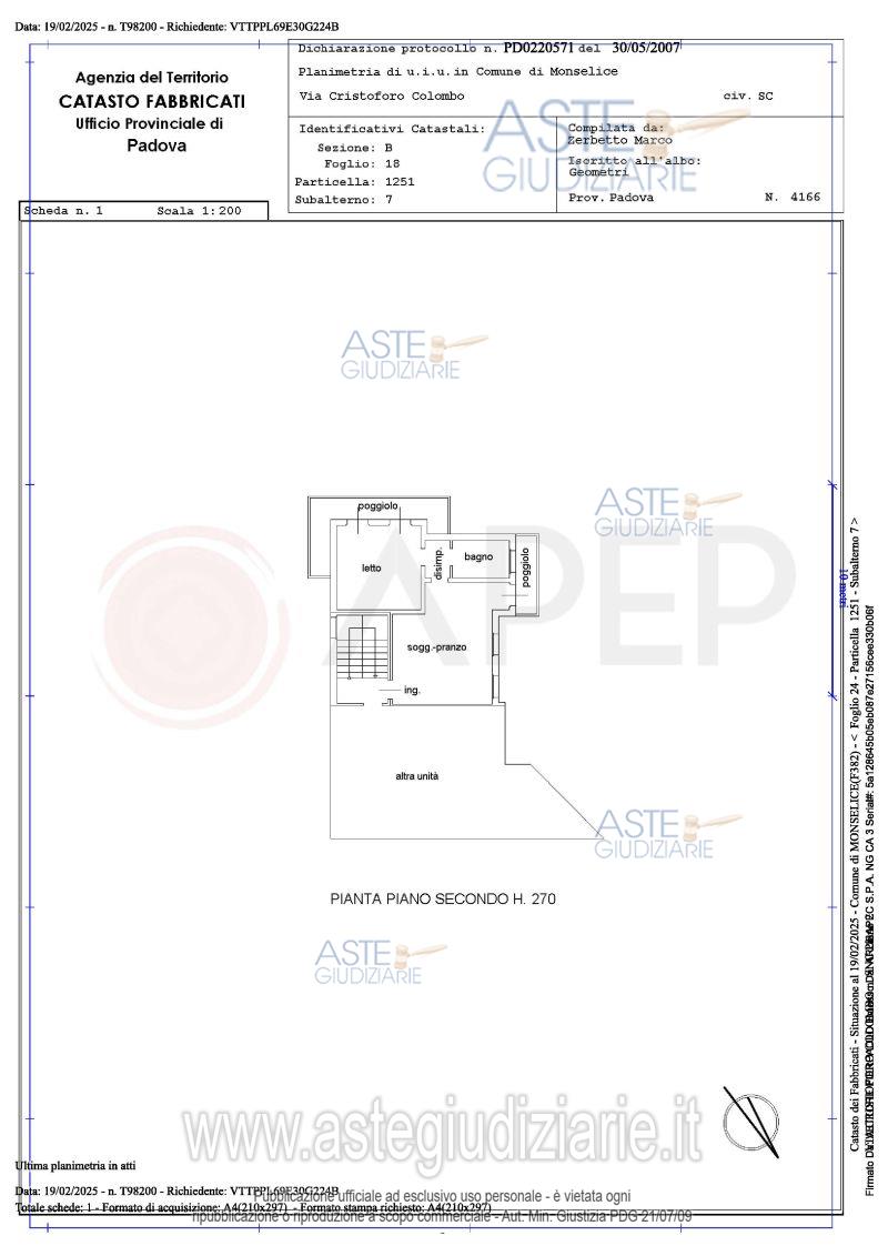 Planimetria del bene