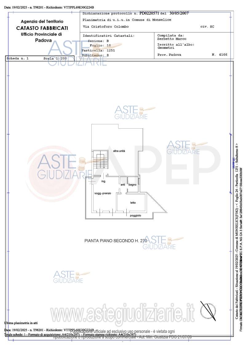 Planimetria del bene