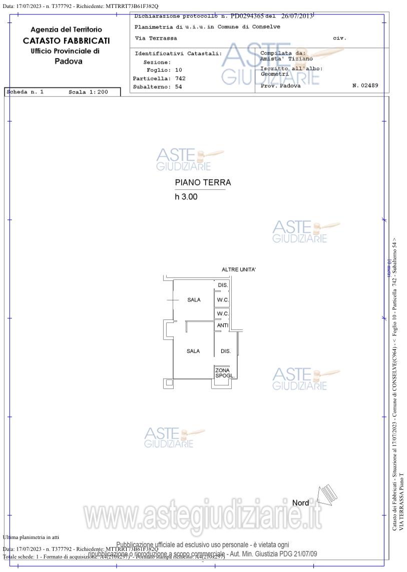 Planimetria del bene