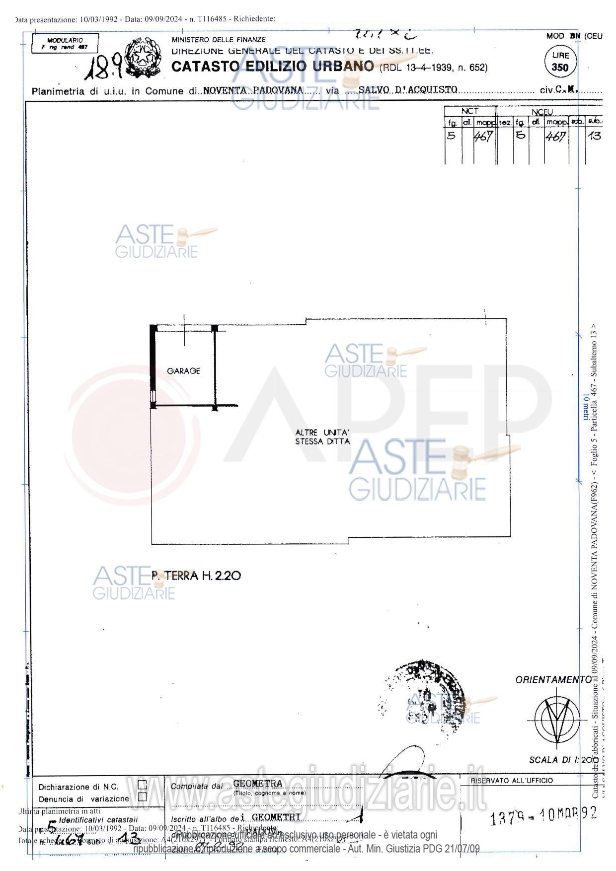 Planimetria del bene