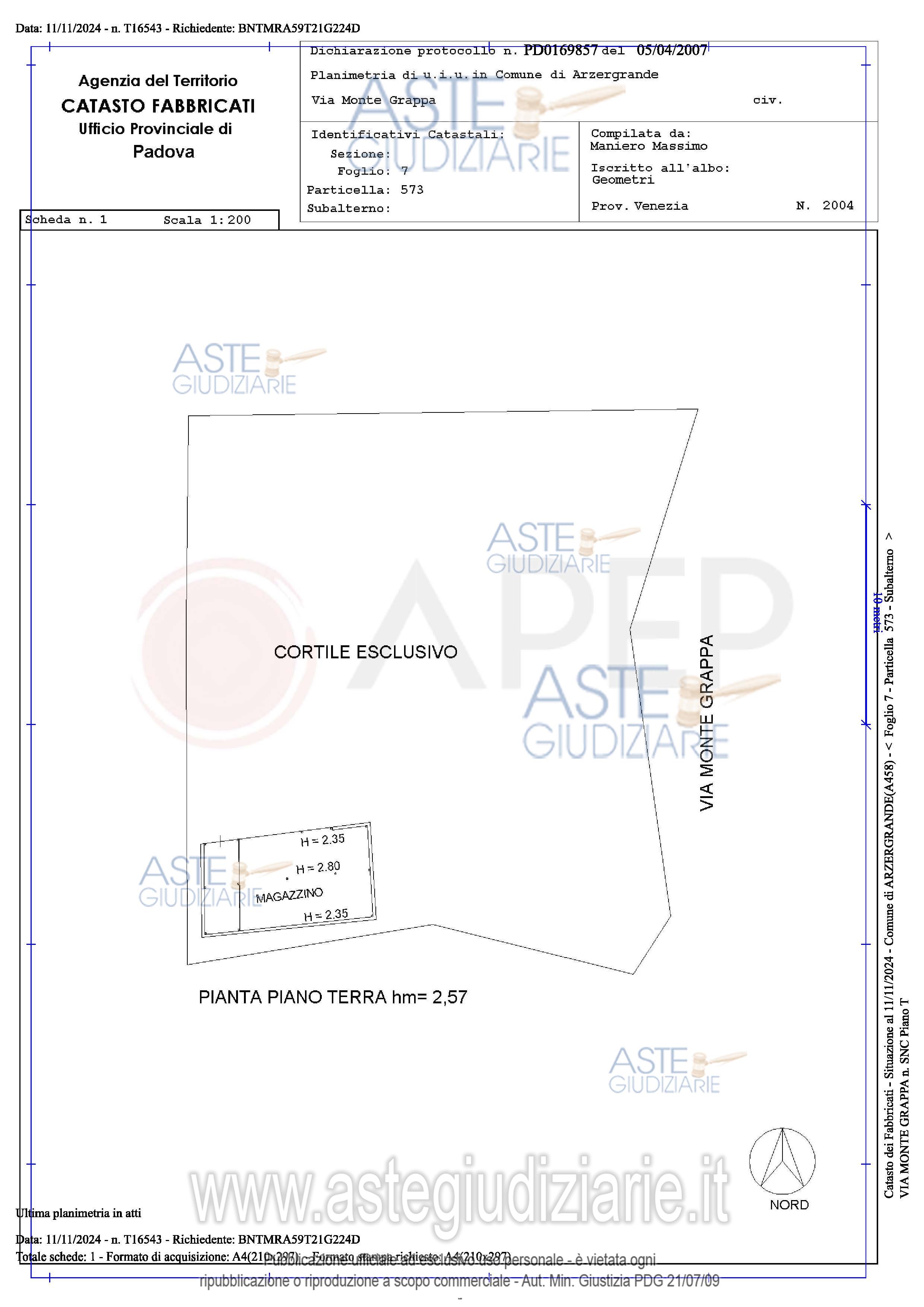 Planimetria del bene