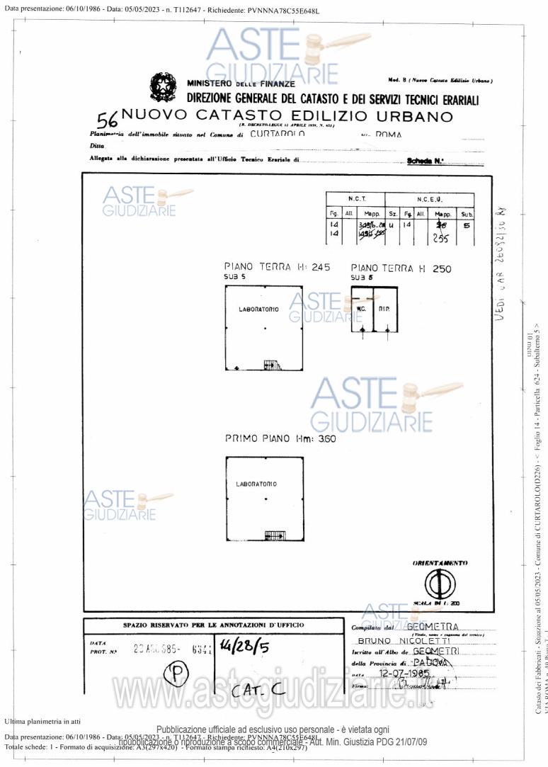 Planimetria del bene