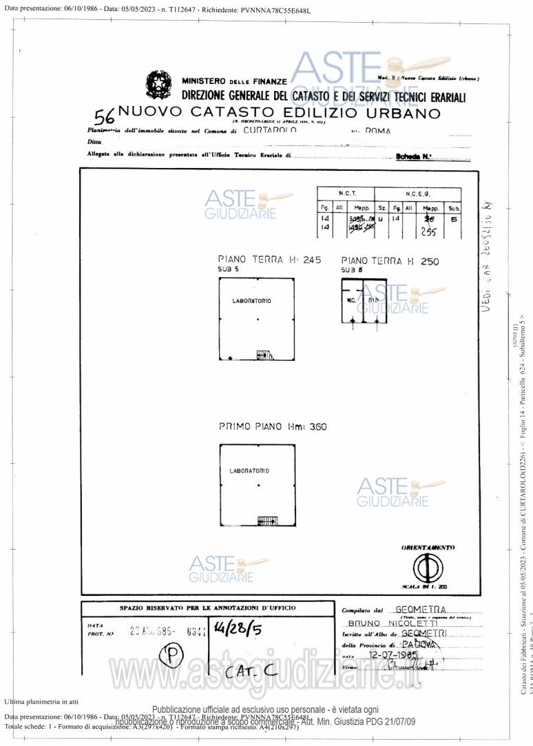 Planimetria del bene