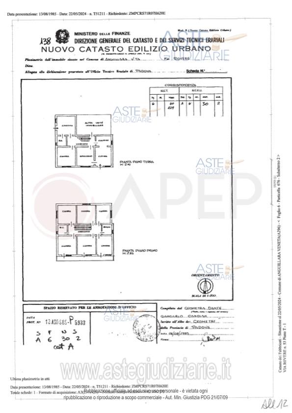 Planimetria del bene