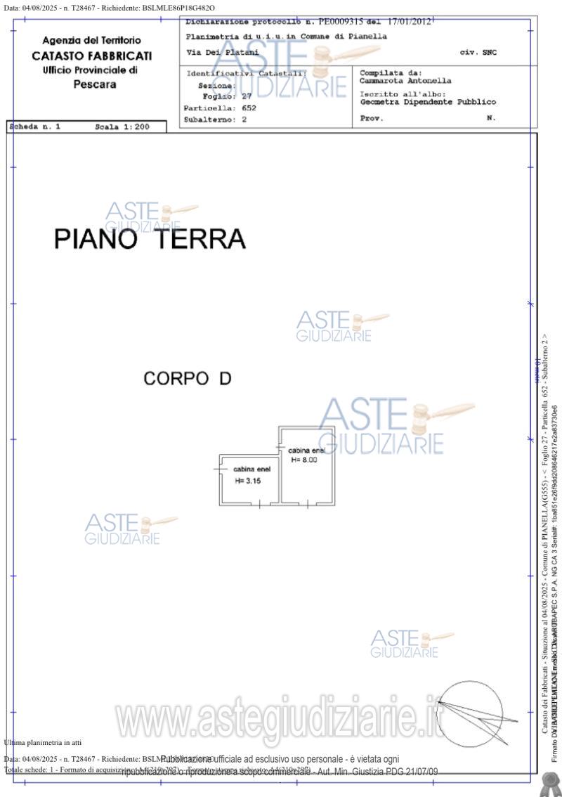Planimetria del bene