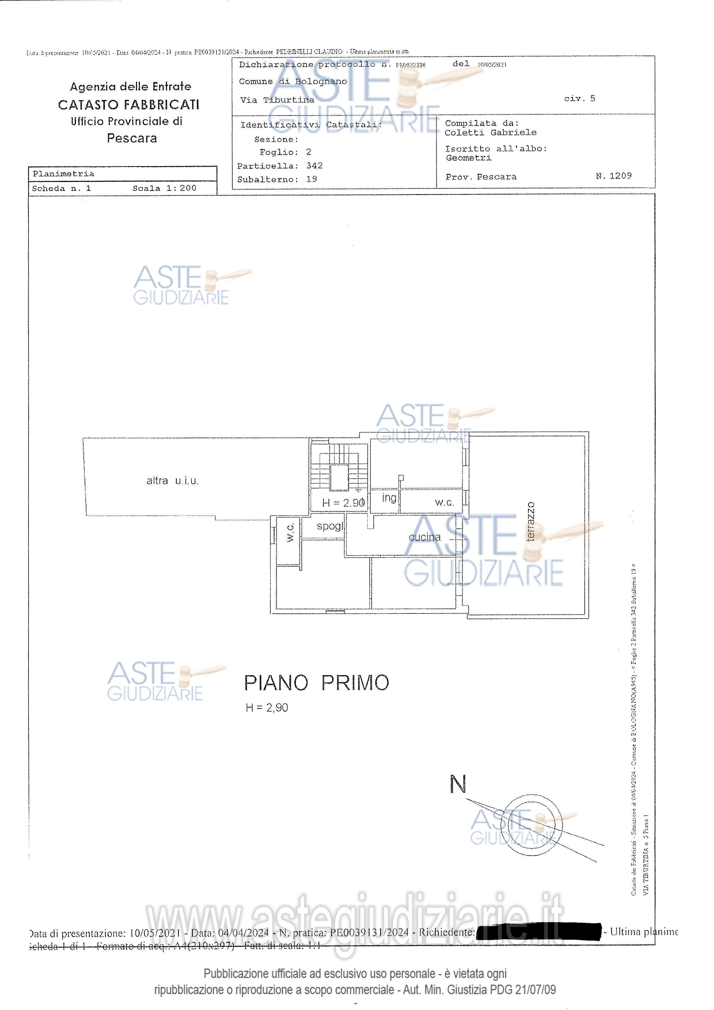 Planimetria del bene