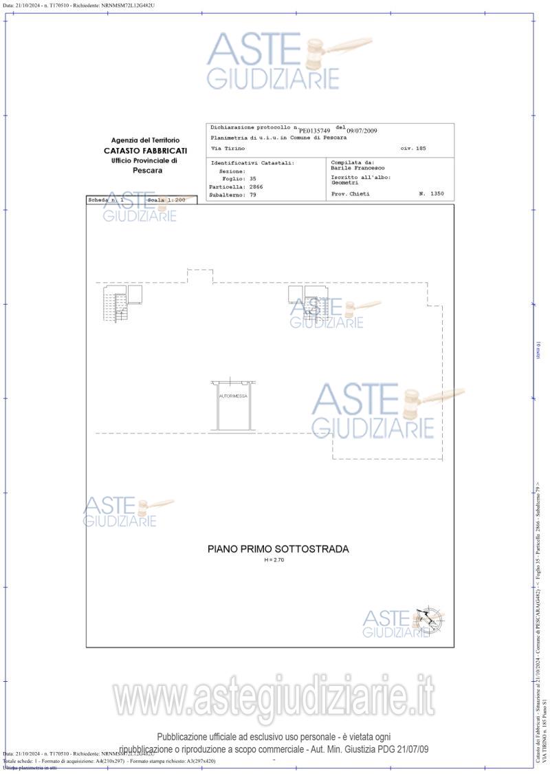 Planimetria del bene