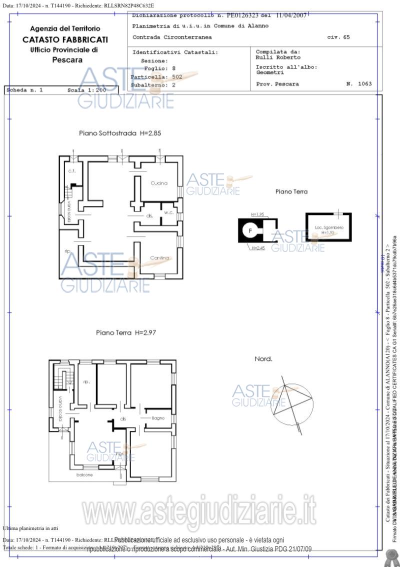 Planimetria del bene