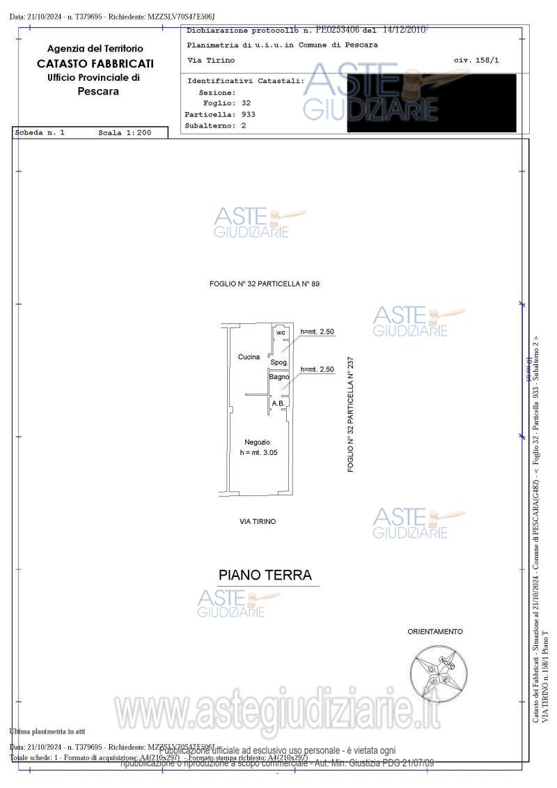 Planimetria del bene
