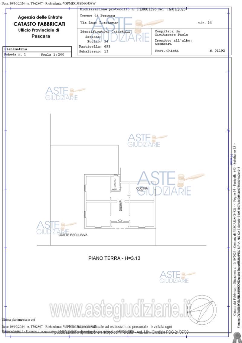 Planimetria del bene
