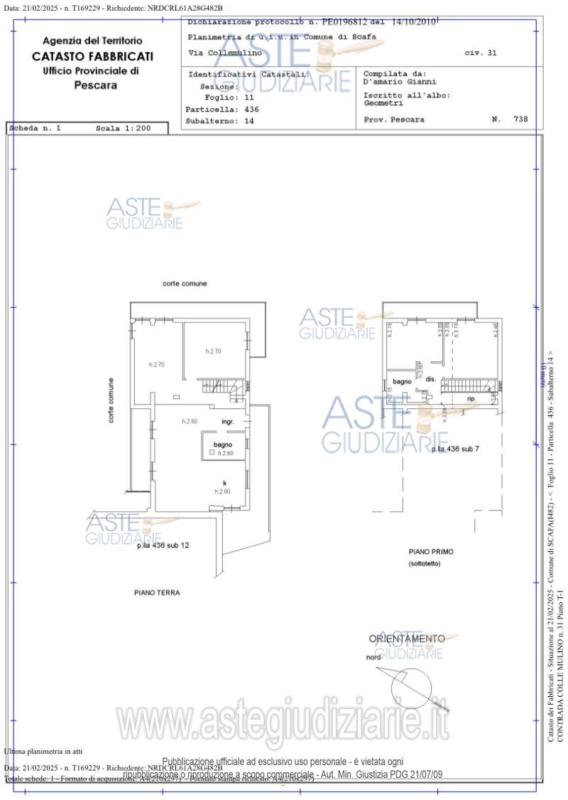 Planimetria del bene