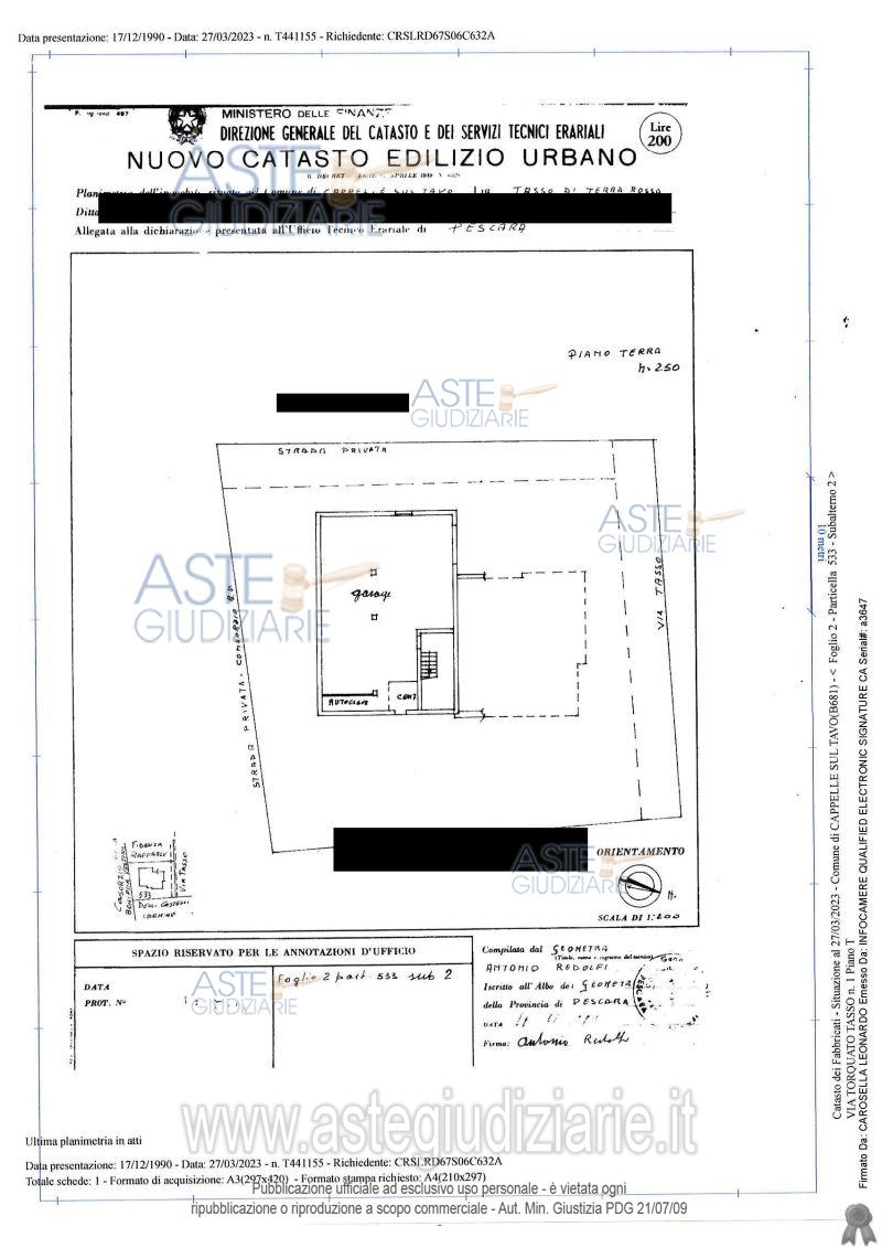 Planimetria del bene