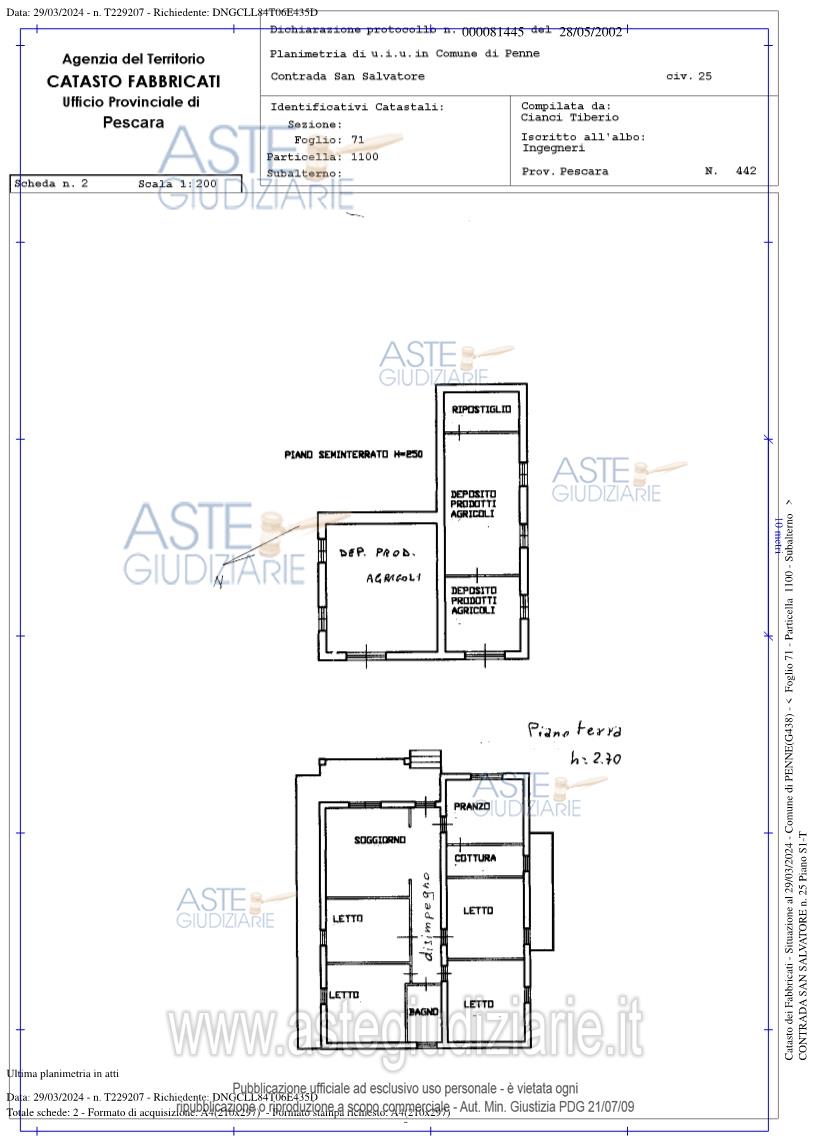 Planimetria del bene