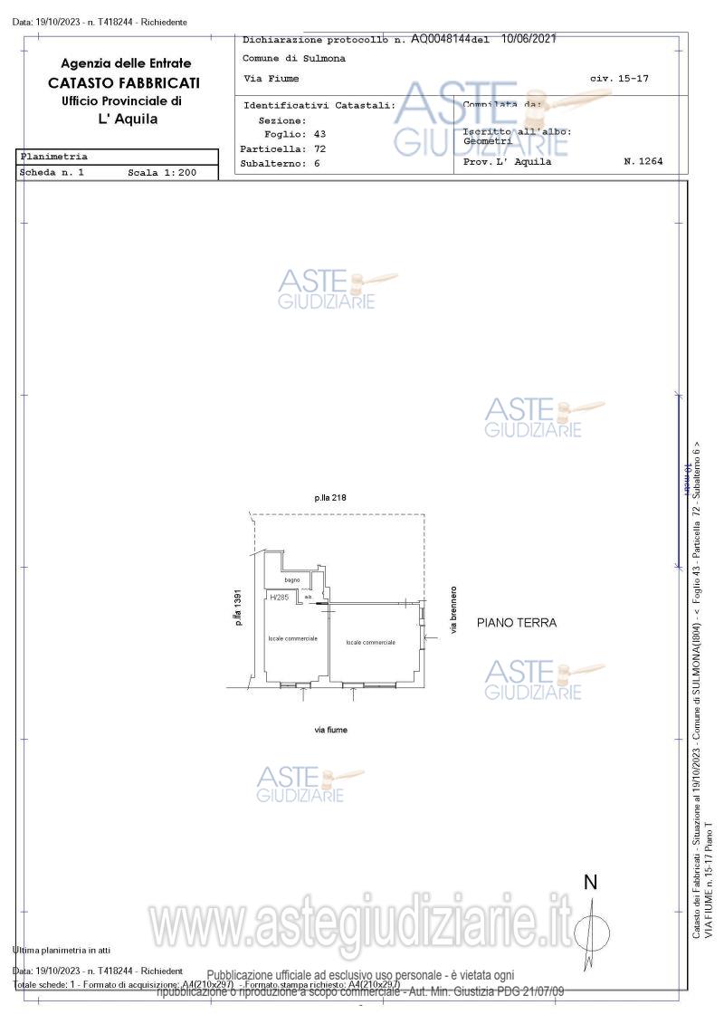Planimetria del bene