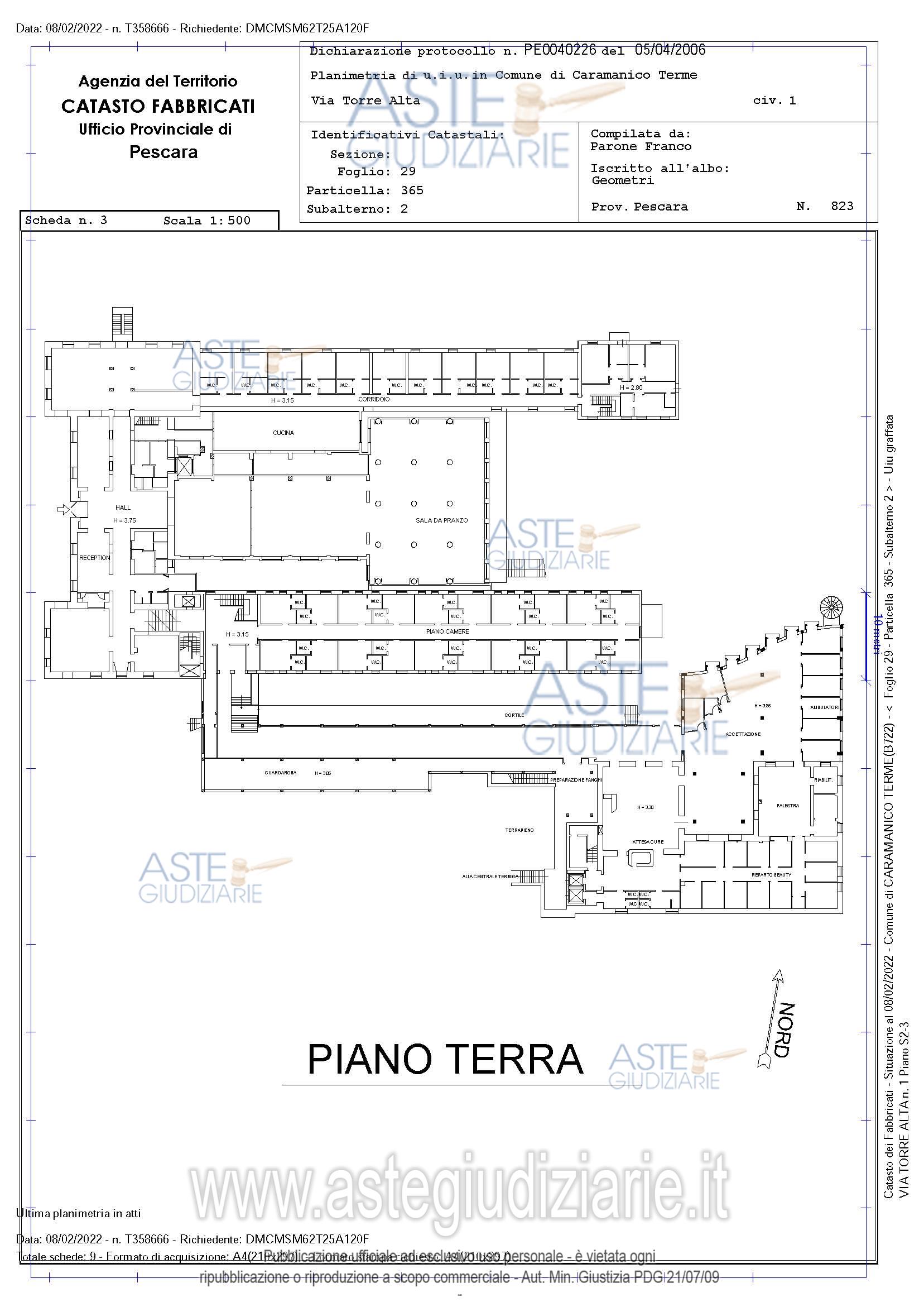 Planimetria del bene