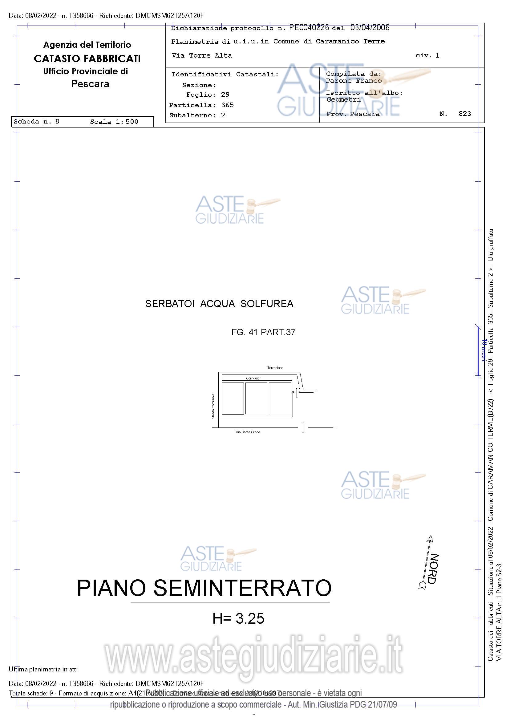 Planimetria del bene