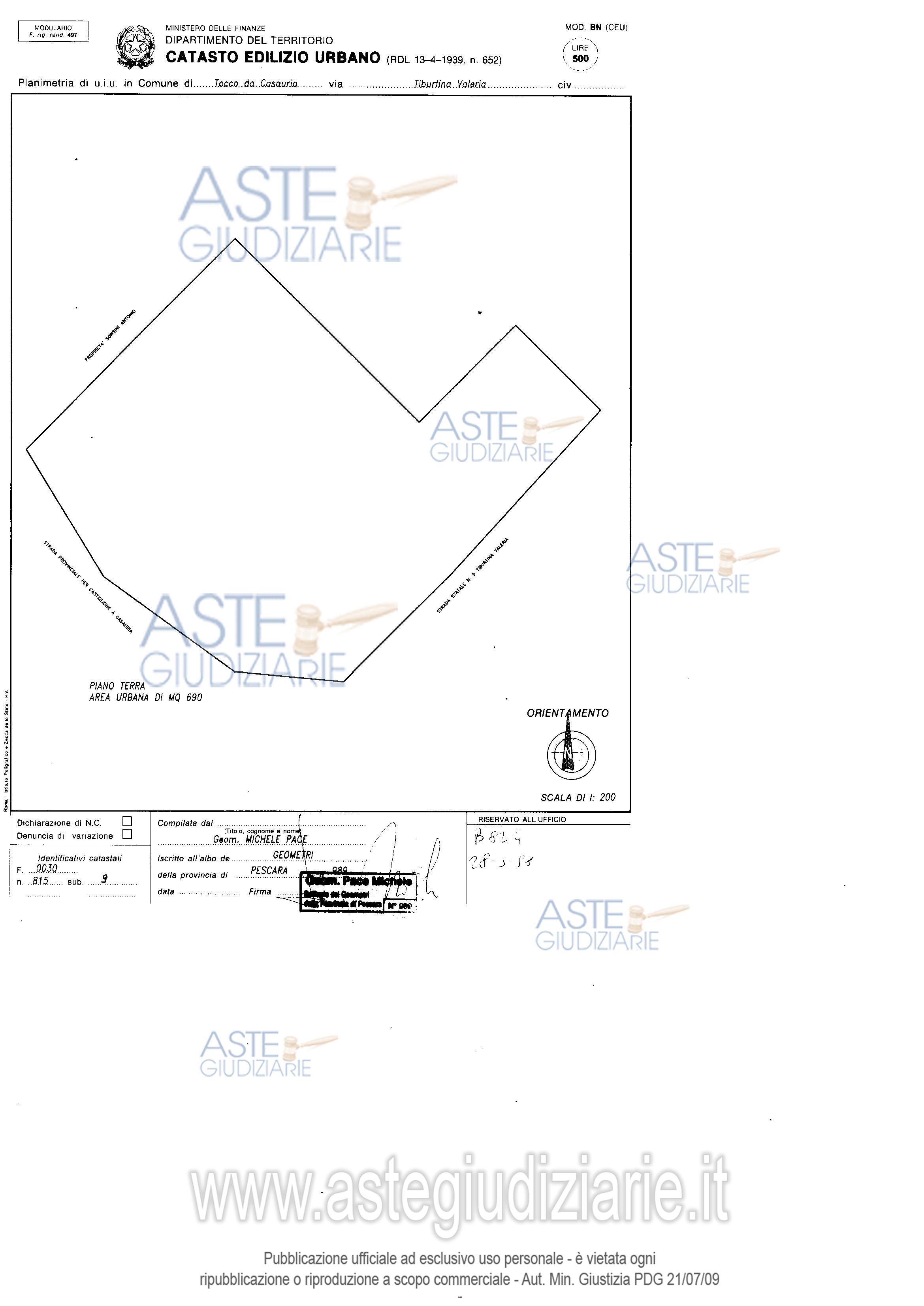 Planimetria del bene