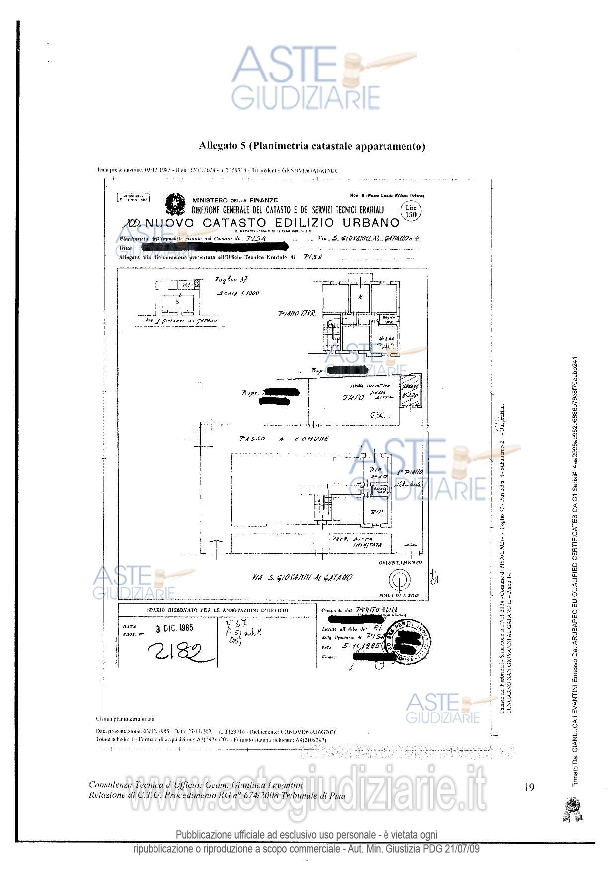 Planimetria del bene