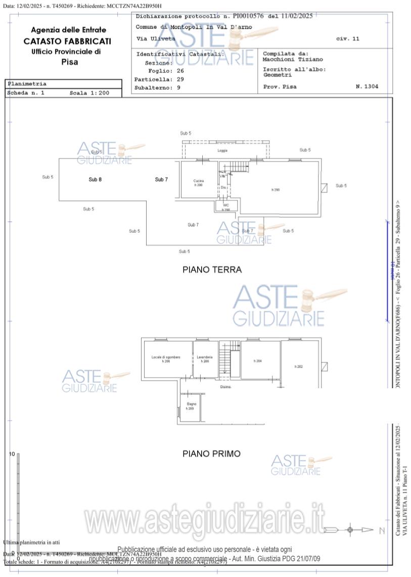 Planimetria del bene