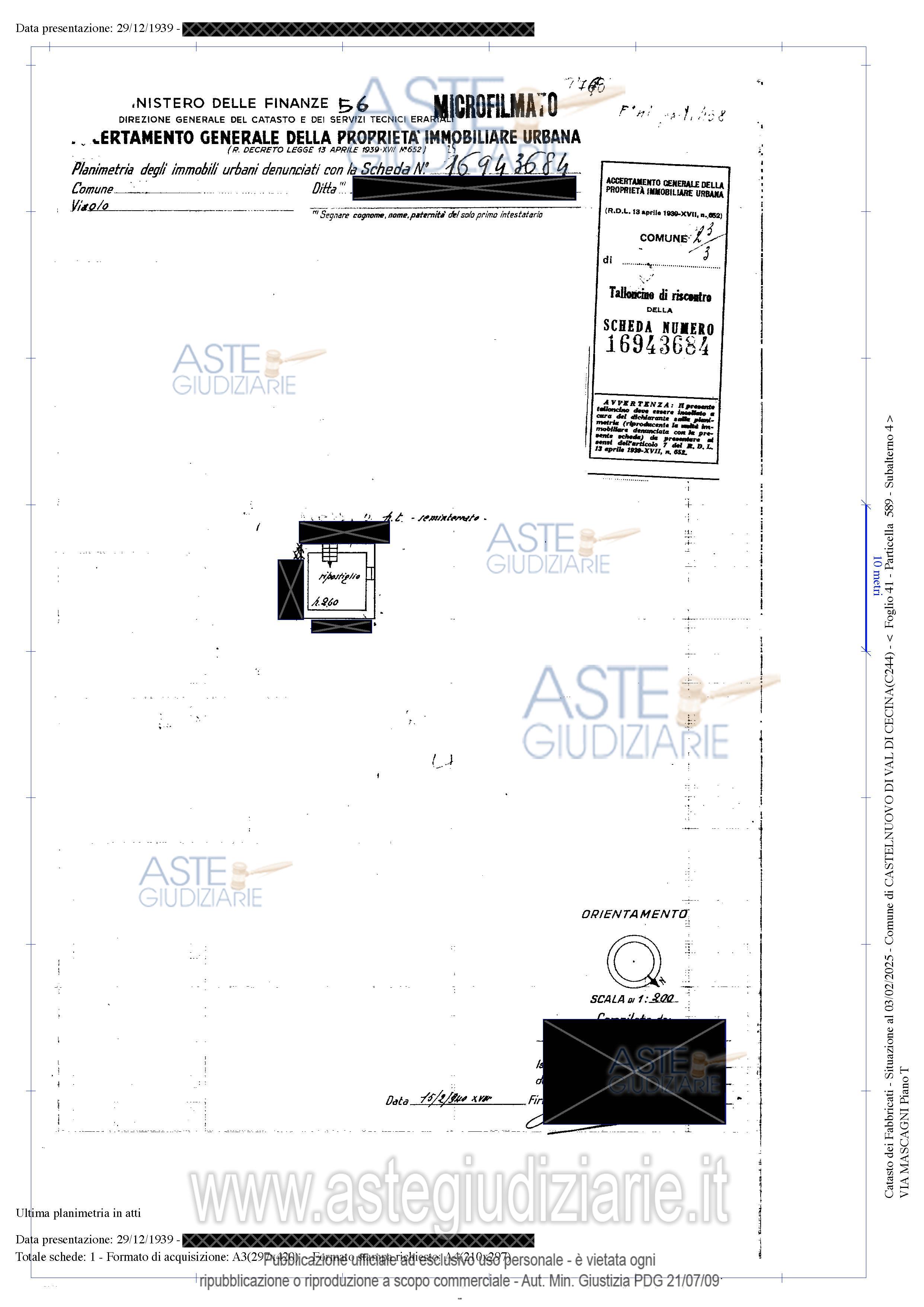 Planimetria del bene