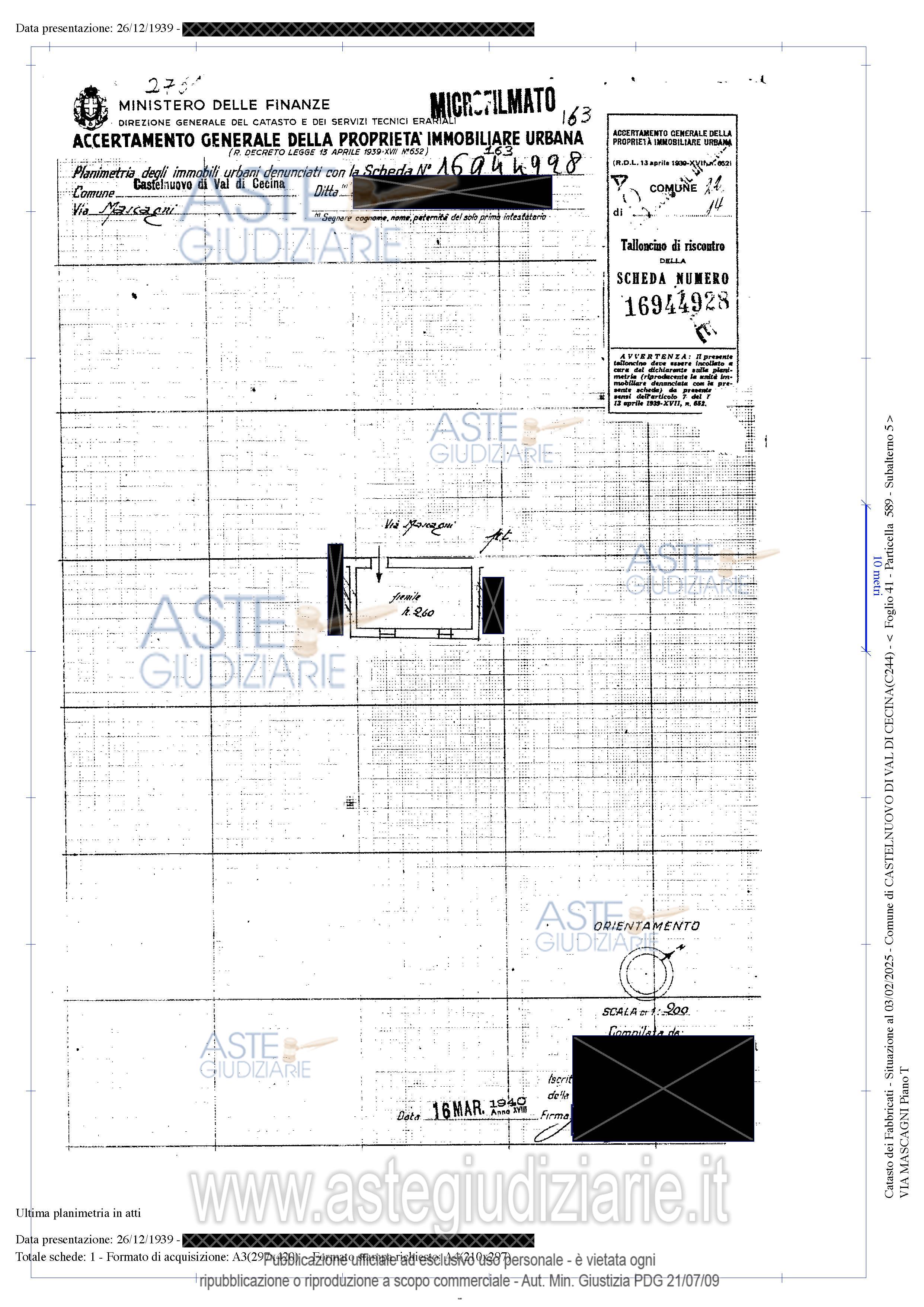 Planimetria del bene