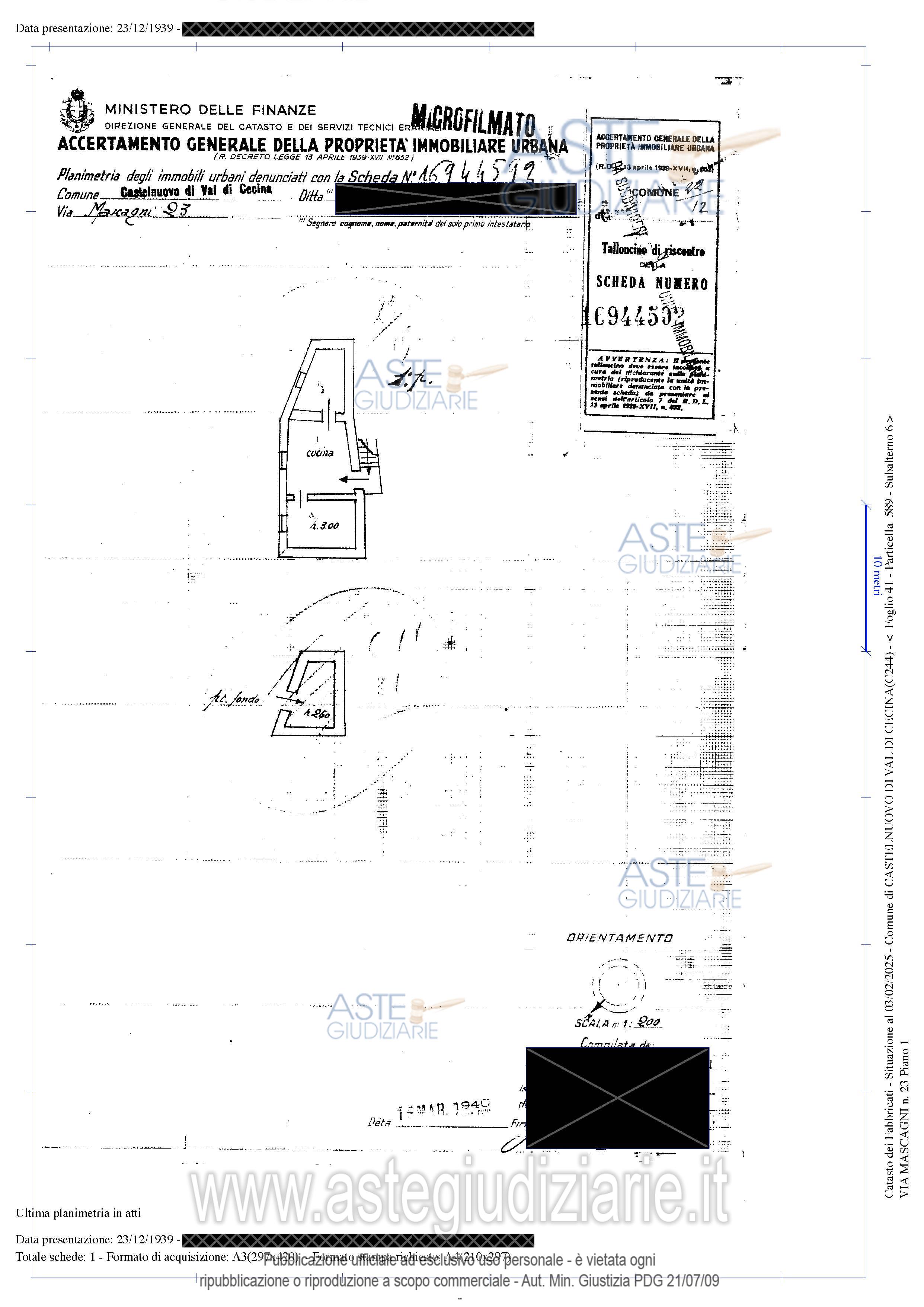 Planimetria del bene