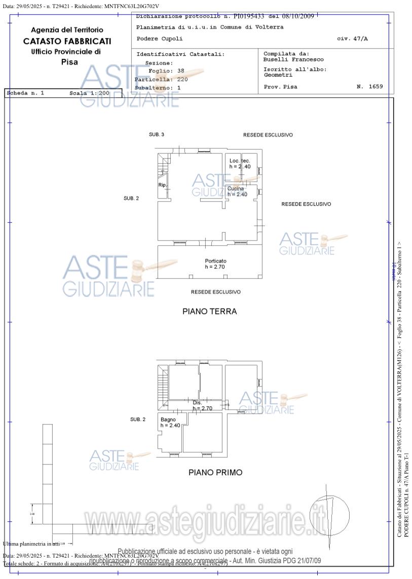 Planimetria del bene