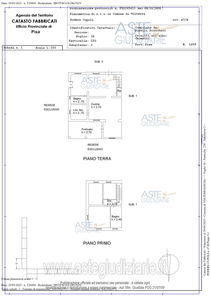 Planimetria del bene