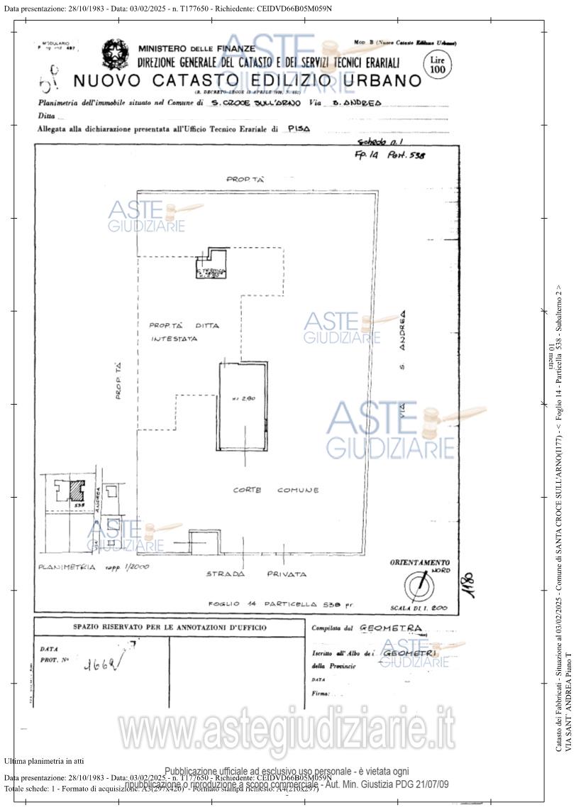 Planimetria del bene