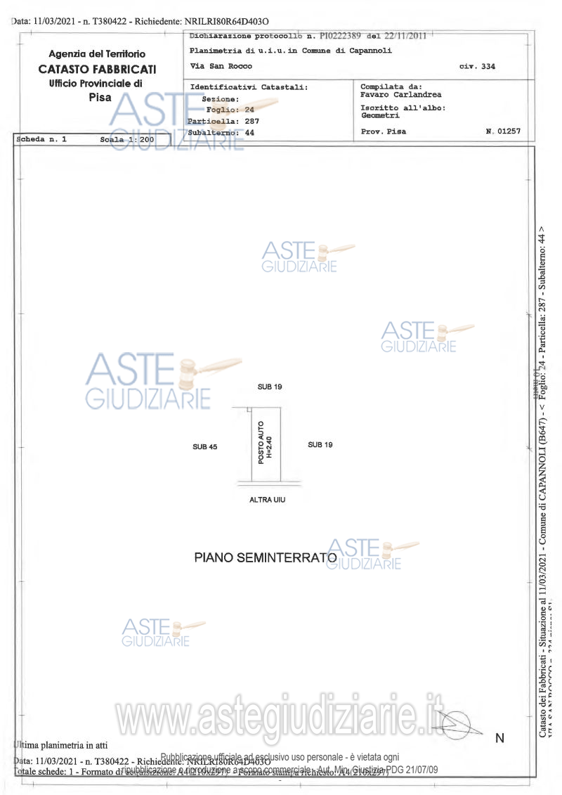 Planimetria del bene