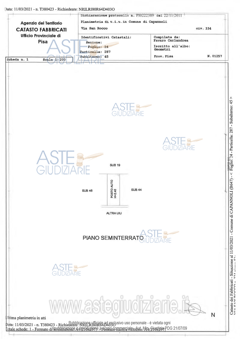 Planimetria del bene