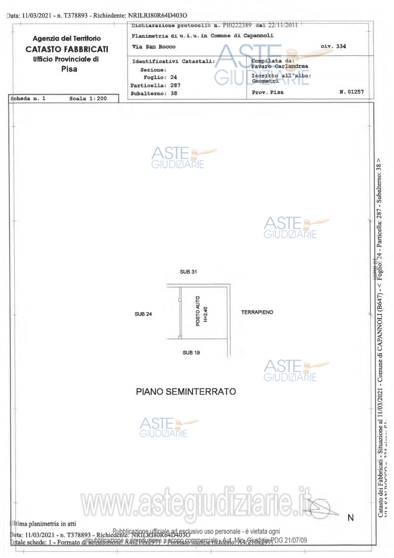 Planimetria del bene