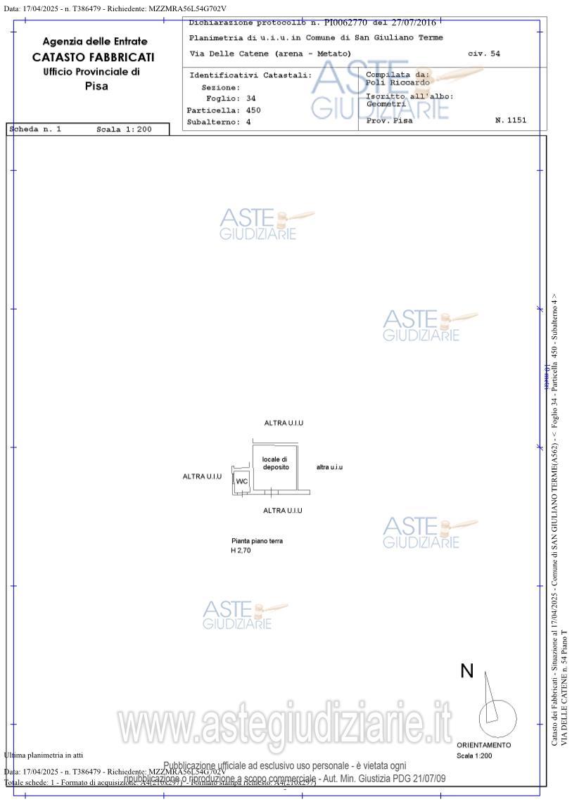 Planimetria del bene