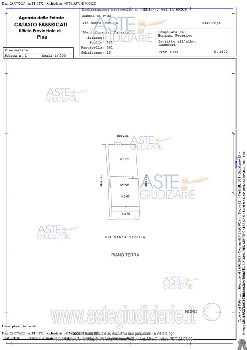 Planimetria del bene
