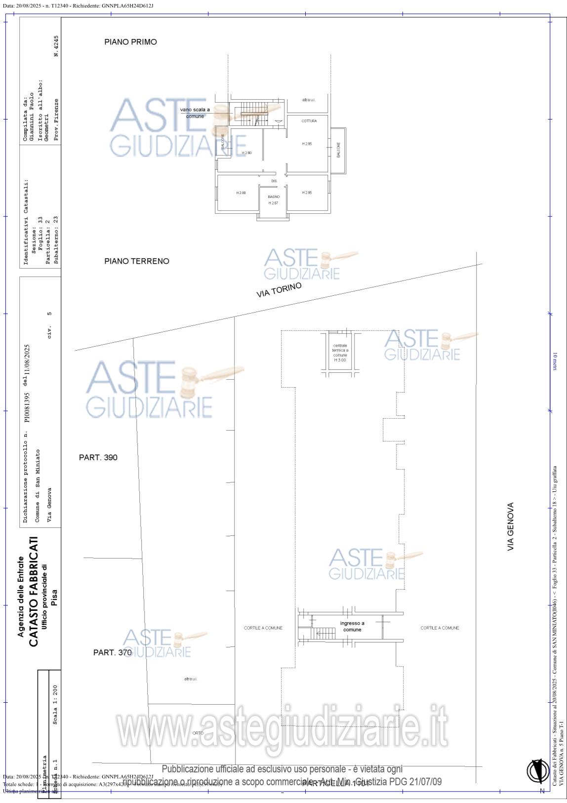 Planimetria del bene