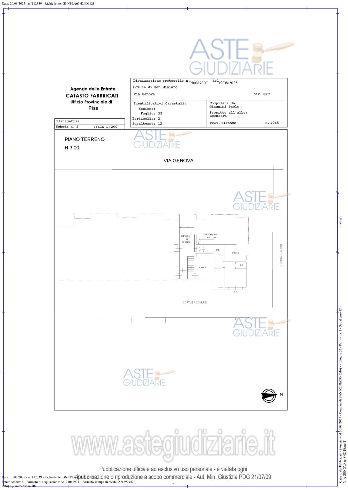 Planimetria del bene