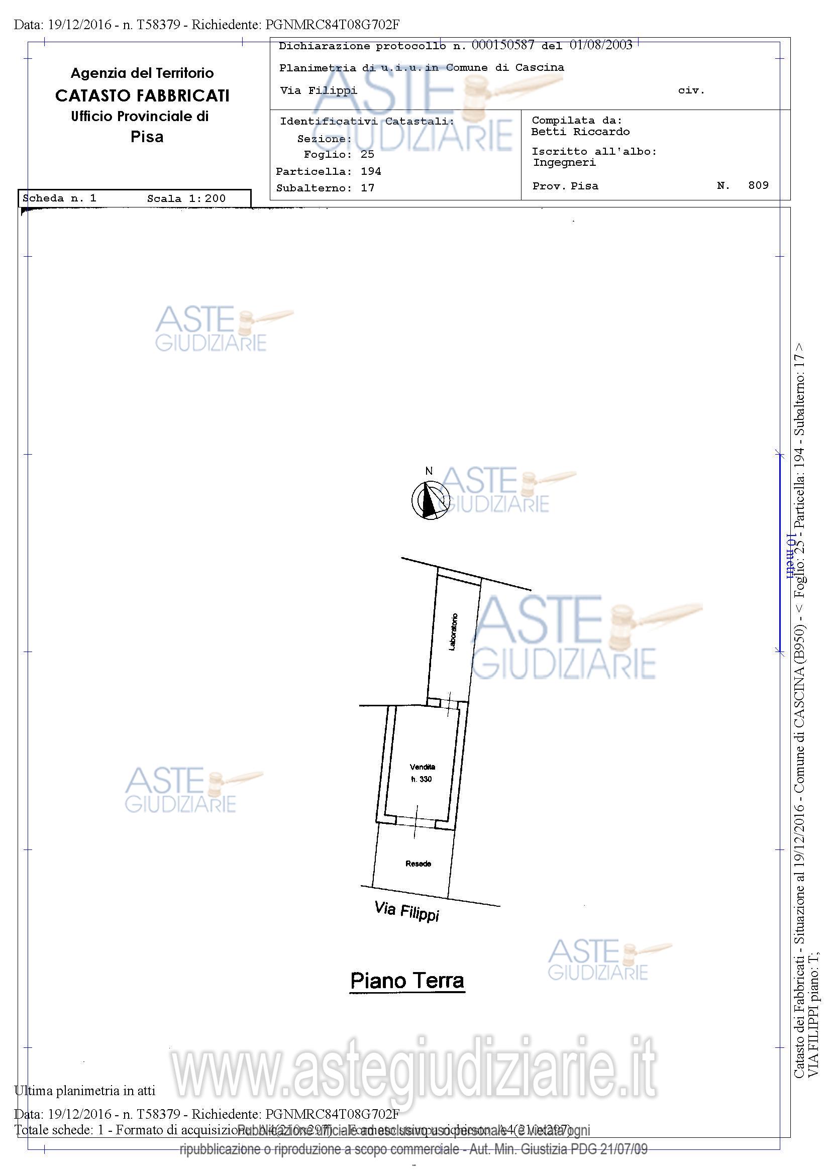 Planimetria del bene