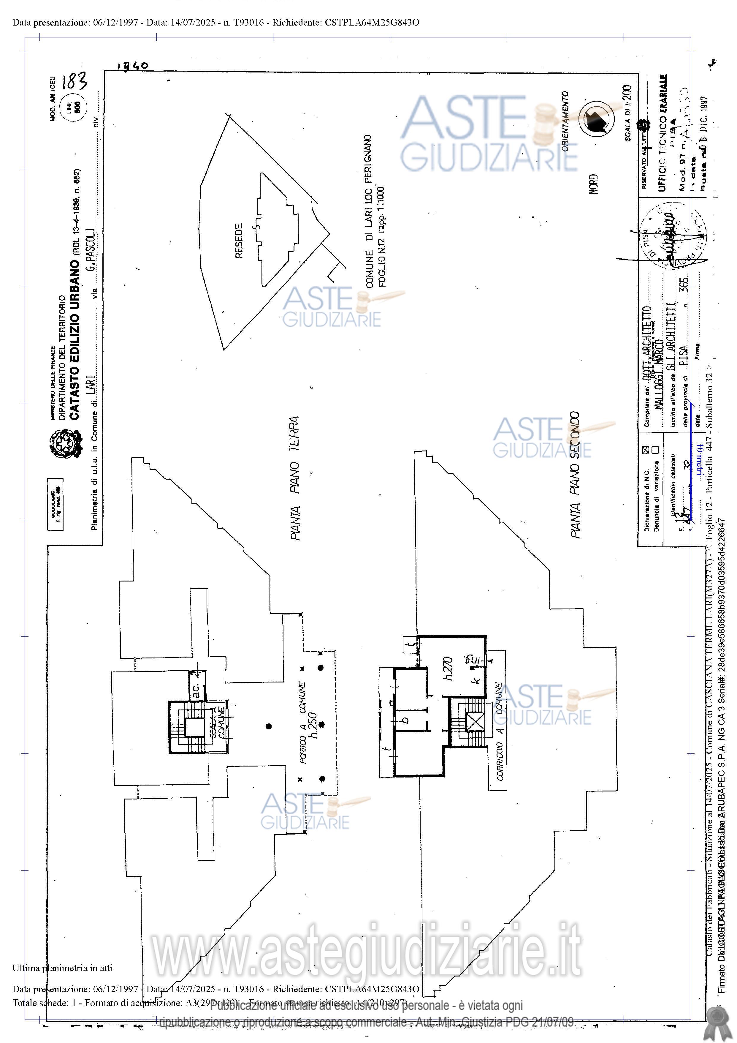 Planimetria del bene