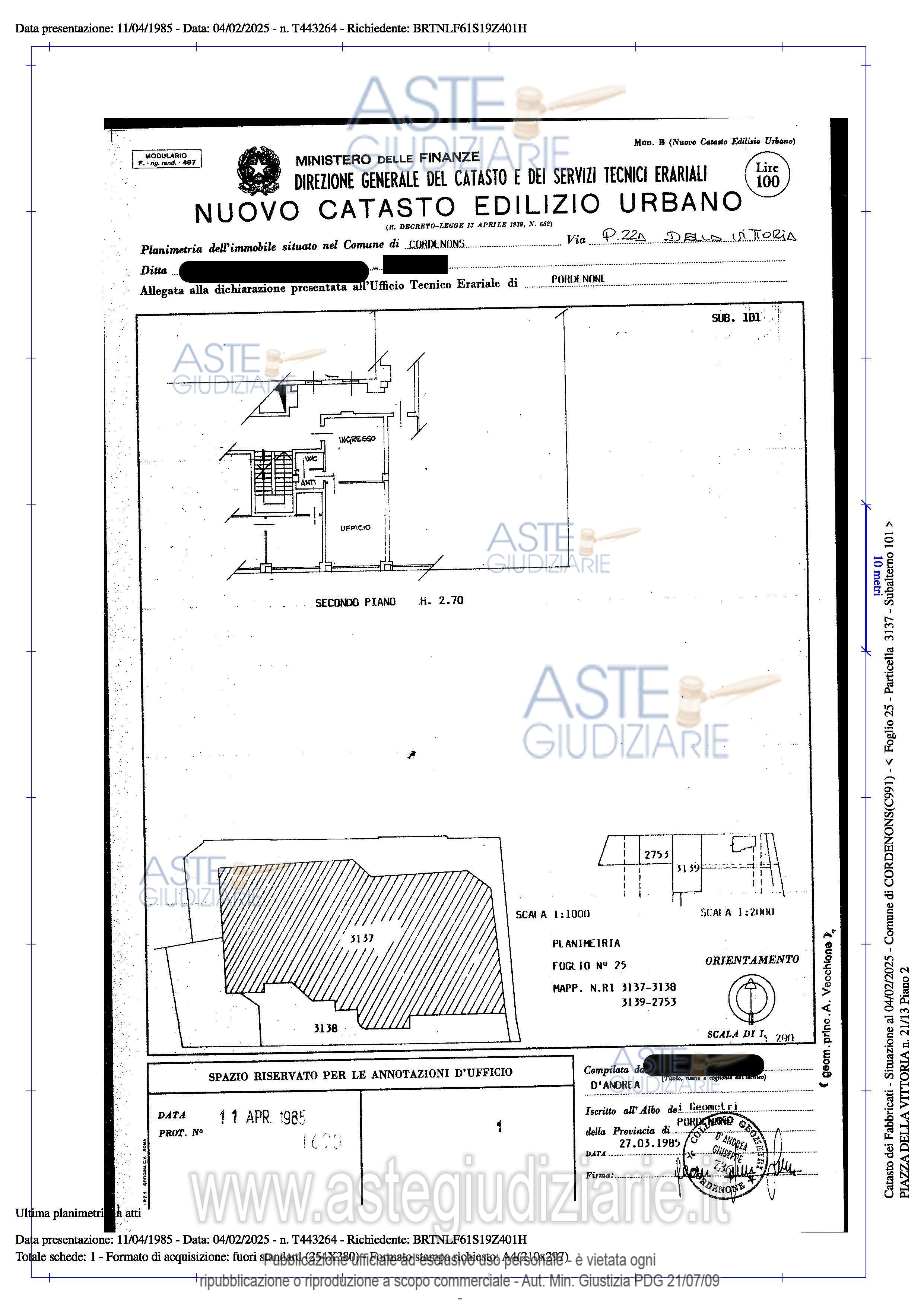 Planimetria del bene