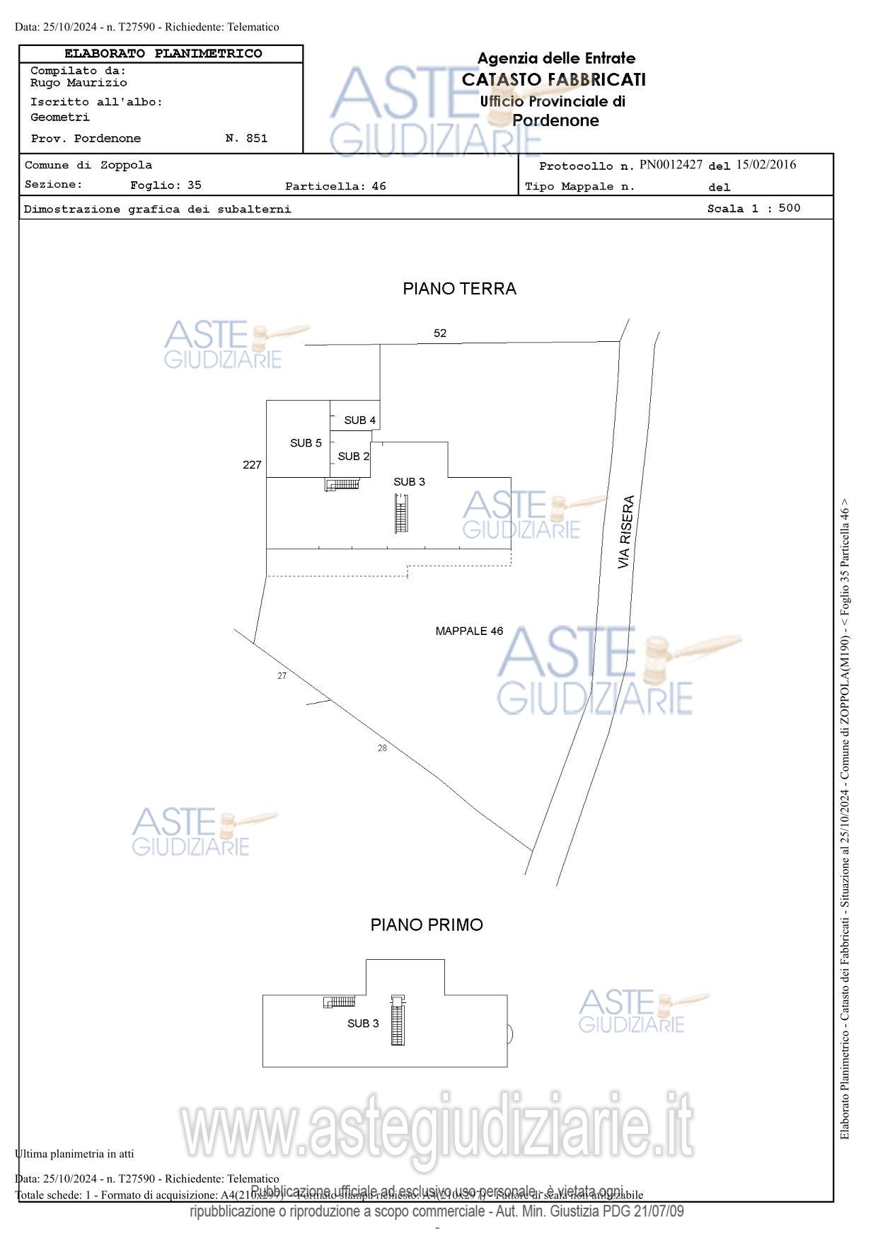 Planimetria del bene