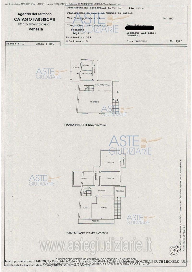 Planimetria del bene