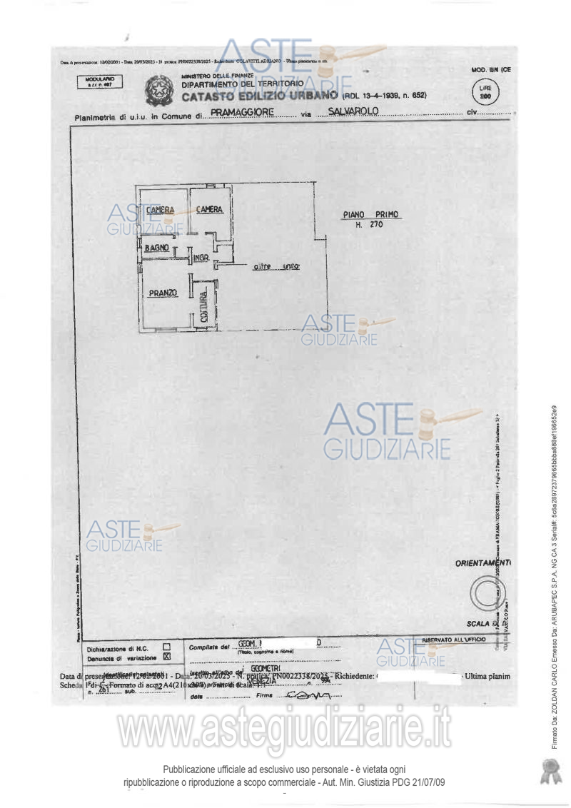 Planimetria del bene